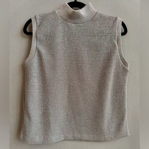 Audrey L | Sleeveless Knitted Metallic Mock Neck Top